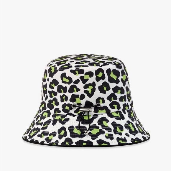 MCM Leopard Print Bucket Hat Multi Logo Embroidered Adjustable NWT - Picture 4 of 16